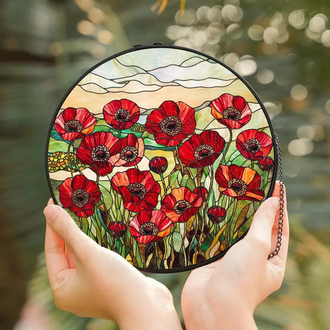 Poppy Stained Glass Suncatcher, Poppy Flower Window Hanging