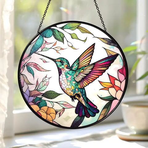Hummingbird Stained Glass Suncatcher, Gifts For Bird Lover