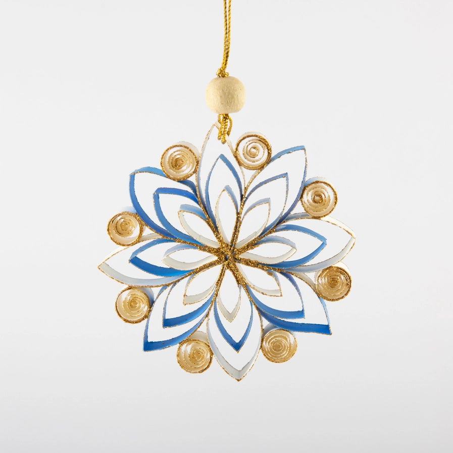Quilling Snowflake "Neve" White/ Azure Blue