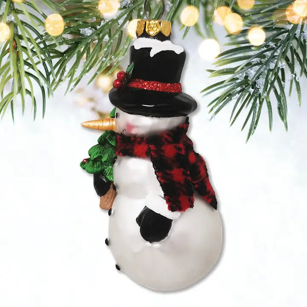 Comfy Snowman and Radiant Christmas Blown Glass Ornament
