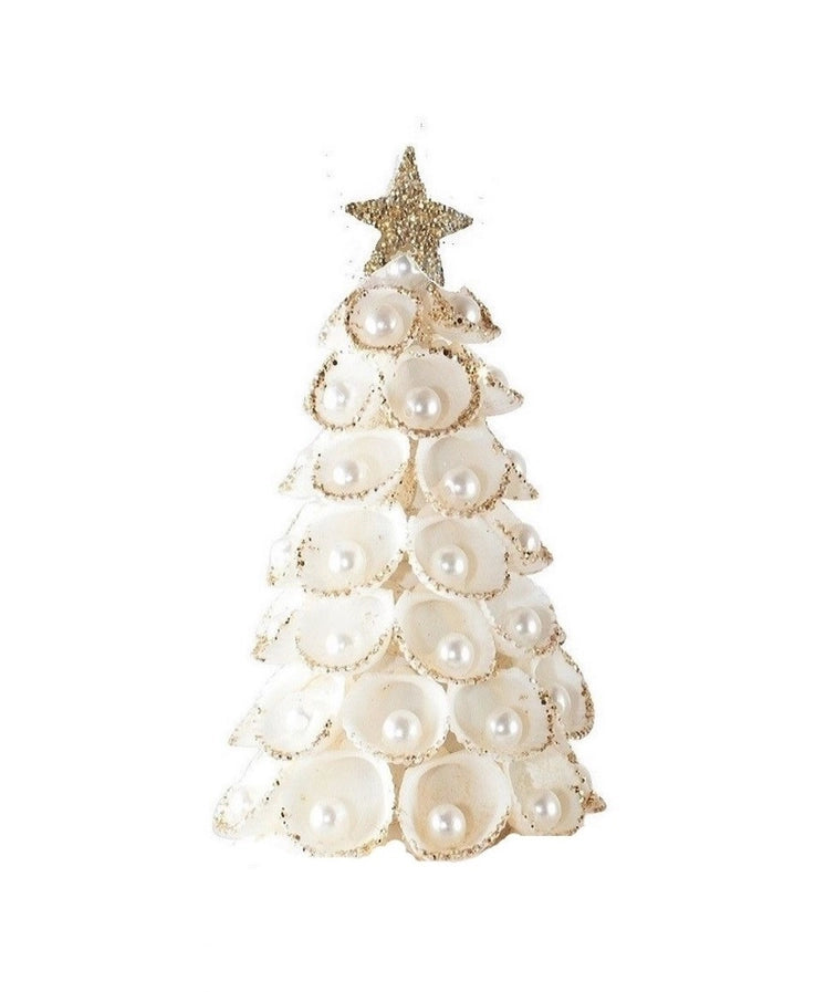 3.5" Clamrose Beaded Shell Tree Ornament