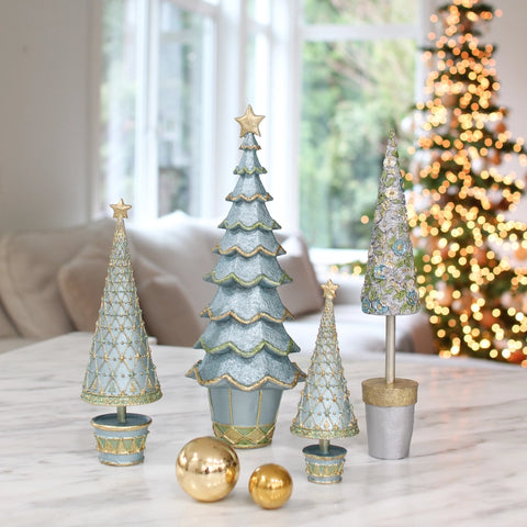 Fleur De Lis Tree W/Drum Base (Blue Haze)