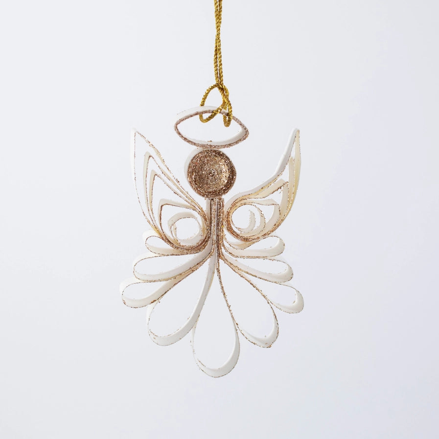 Quilling Angel "Melek" White with Gold Glitter