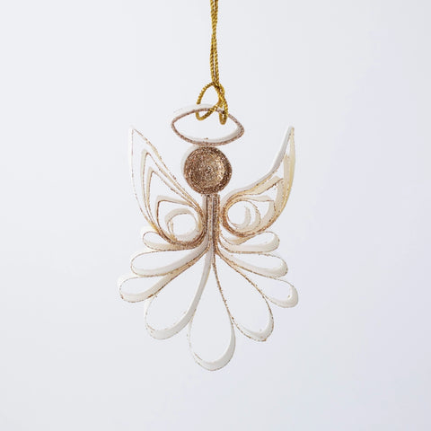 Quilling Angel "Melek" White with Gold Glitter