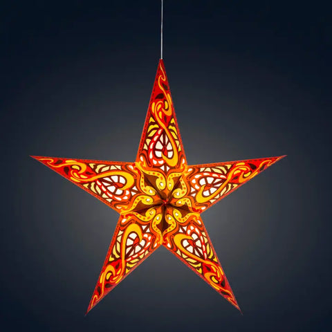 Gaea 5 Point 24" Orange / Brown Paper Star Lantern Light