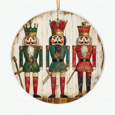 Vintage Nutcracker Trio Ceramic Ornament – Rustic Holiday Decoration, Classic Christmas Tree Decor, Unique Gift For Nutcracker Collectors