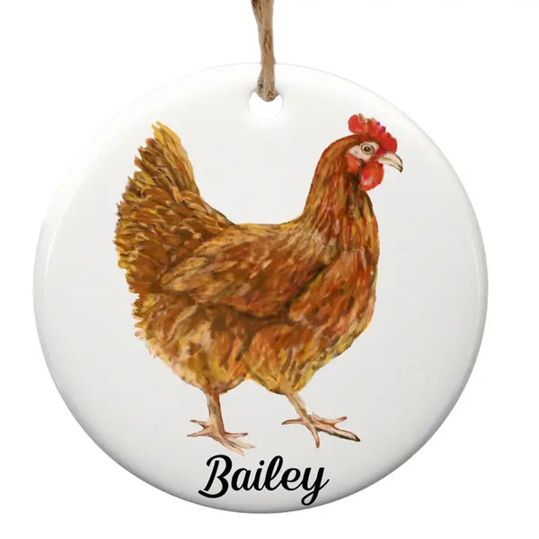 Brown Hen Ceramic Christmas Ornament
