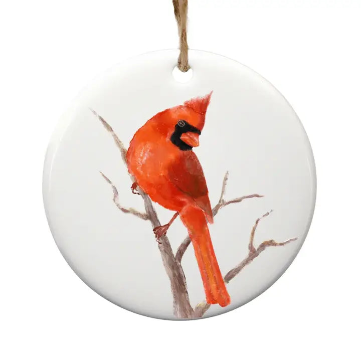 Cardinal Branch Ceramic Ornament