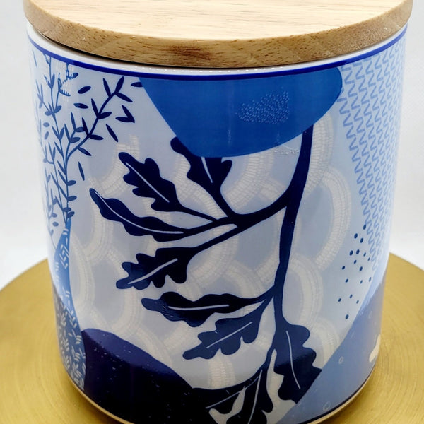 Blue and White Decorative Large Canister Candle