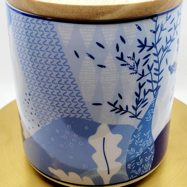Blue and White Decorative Large Canister Candle
