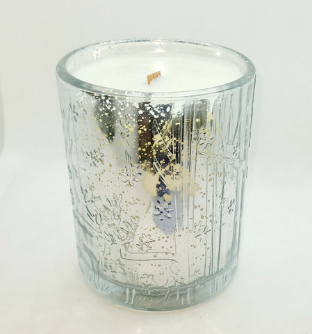 Silver Snowflake Reflective Candle