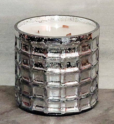 Geometric Jewels in Silver  Glass Vase Candle