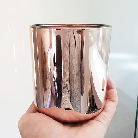 Rose Gold Glass Jar Gloss Finish with Lid